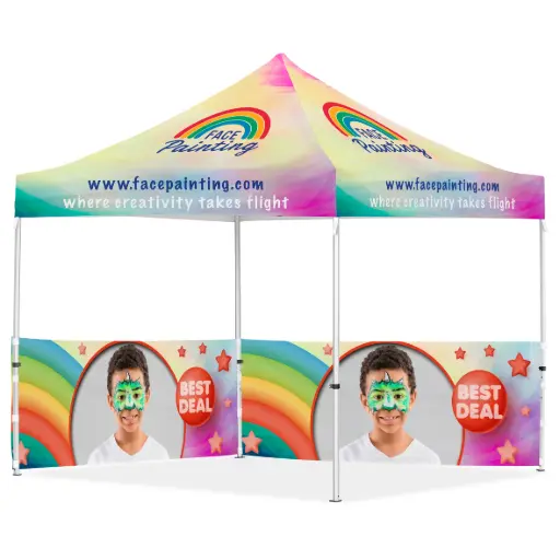 [VI-AM-231-D] Coated Steel Sublimated Gazebo 3m x 3m - 2 Half-Wall Skins